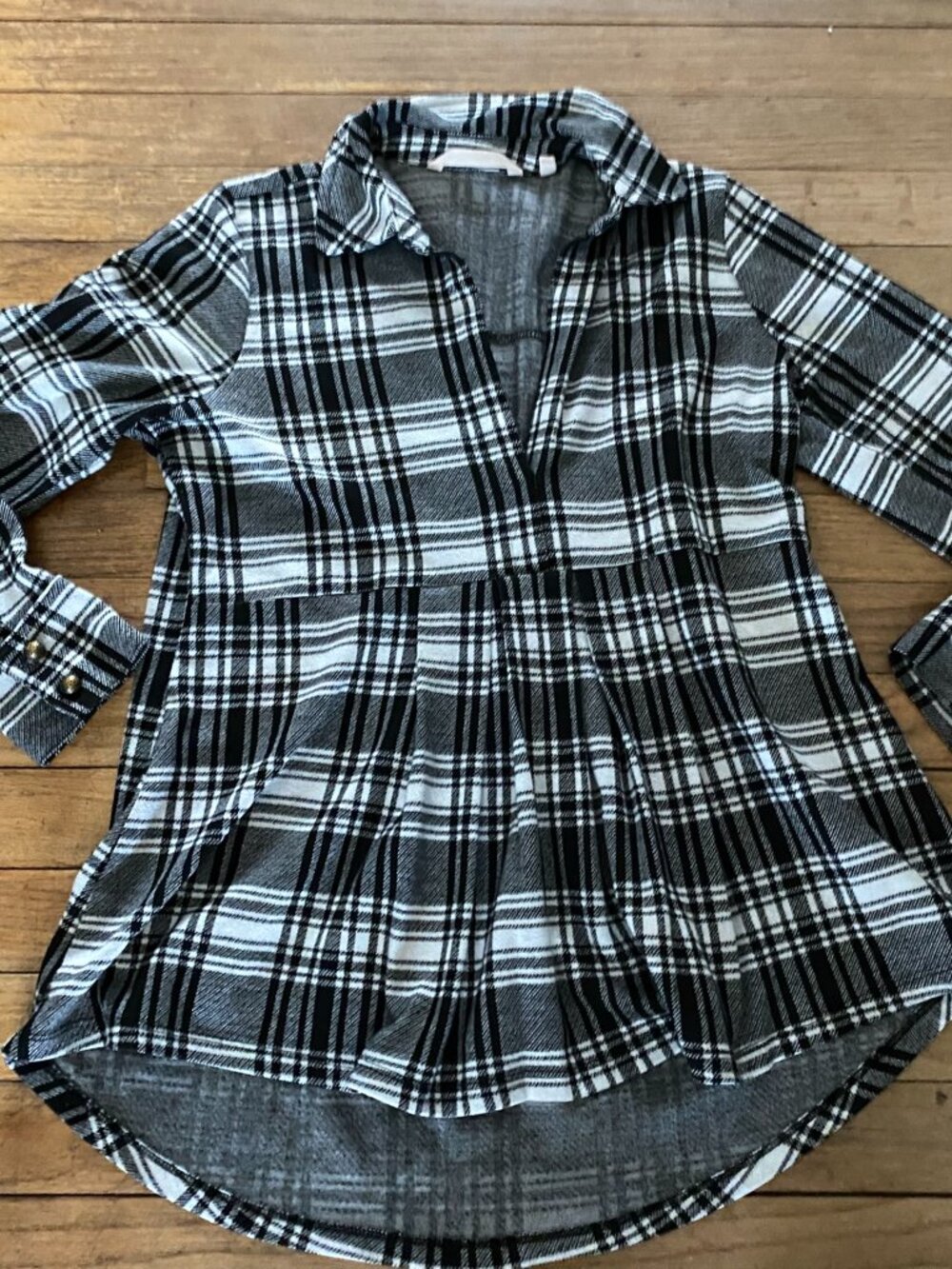 Soft Surroundings  Black White Plaid Ryden Buffalo Tunic Top - Size PXS